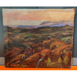 QUADRO DIPINTO olio tela Carlo Monti Arona PAESAGGIO TRAMONTO Lago Maggiore