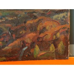 QUADRO DIPINTO olio tela Carlo Monti Arona PAESAGGIO TRAMONTO Lago Maggiore