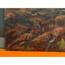 QUADRO DIPINTO olio tela Carlo Monti Arona PAESAGGIO TRAMONTO Lago Maggiore
