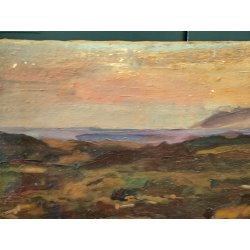 QUADRO DIPINTO olio tela Carlo Monti Arona PAESAGGIO TRAMONTO Lago Maggiore