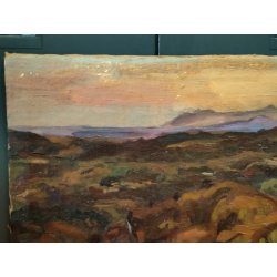 QUADRO DIPINTO olio tela Carlo Monti Arona PAESAGGIO TRAMONTO Lago Maggiore