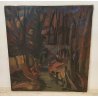 QUADRO DIPINTO olio tela Carlo Monti Arona PAESAGGIO BOSCO STAGNO Lago Maggiore