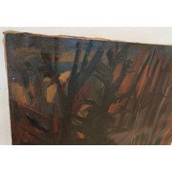 QUADRO DIPINTO olio tela Carlo Monti Arona PAESAGGIO BOSCO STAGNO Lago Maggiore