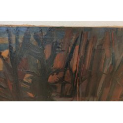 QUADRO DIPINTO olio tela Carlo Monti Arona PAESAGGIO BOSCO STAGNO Lago Maggiore
