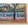 QUADRO DIPINTO olio tela Carlo Monti PAESAGGIO ROCCA ANGERA Lago Maggiore ARONA