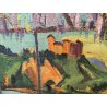 QUADRO DIPINTO olio tela Carlo Monti PAESAGGIO ROCCA ANGERA Lago Maggiore ARONA