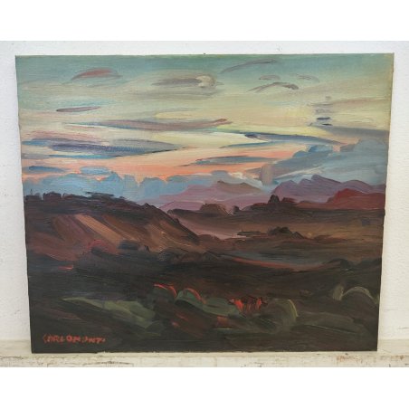 QUADRO DIPINTO olio tela Carlo Monti Arona PAESAGGIO BOSCO ALBA Lago Maggiore