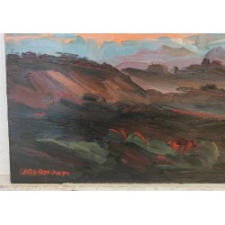 QUADRO DIPINTO olio tela Carlo Monti Arona PAESAGGIO BOSCO ALBA Lago Maggiore