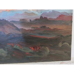 QUADRO DIPINTO olio tela Carlo Monti Arona PAESAGGIO BOSCO ALBA Lago Maggiore