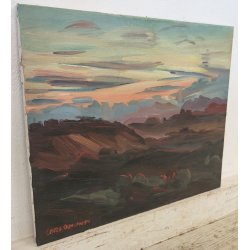 QUADRO DIPINTO olio tela Carlo Monti Arona PAESAGGIO BOSCO ALBA Lago Maggiore