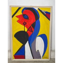 QUADRO DIPINTO TECNICA MISTA Aldo Gentilini COMPOSIZIONE ASTRATTA MODERNO '70