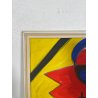 QUADRO DIPINTO TECNICA MISTA Aldo Gentilini COMPOSIZIONE ASTRATTA MODERNO '70