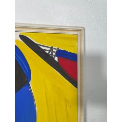 QUADRO DIPINTO TECNICA MISTA Aldo Gentilini COMPOSIZIONE ASTRATTA MODERNO '70