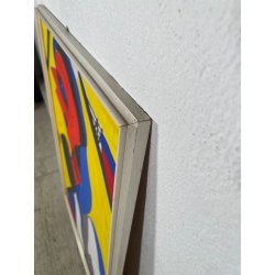 QUADRO DIPINTO TECNICA MISTA Aldo Gentilini COMPOSIZIONE ASTRATTA MODERNO '70