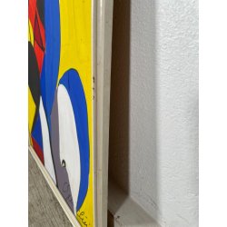 QUADRO DIPINTO TECNICA MISTA Aldo Gentilini COMPOSIZIONE ASTRATTA MODERNO '70