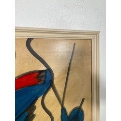 QUADRO DIPINTO TECNICA MISTA Aldo Gentilini COMPOSIZIONE ASTRATTA DESIGN '70