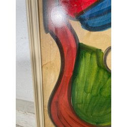 QUADRO DIPINTO TECNICA MISTA Aldo Gentilini COMPOSIZIONE ASTRATTA DESIGN '70