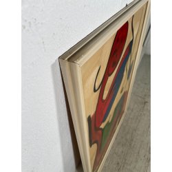 QUADRO DIPINTO TECNICA MISTA Aldo Gentilini COMPOSIZIONE ASTRATTA DESIGN '70