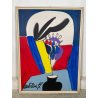 QUADRO DIPINTO TECNICA MISTA Aldo Gentilini COMPOSIZIONE ASTRATTA VINTAGE '70