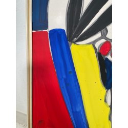 QUADRO DIPINTO TECNICA MISTA Aldo Gentilini COMPOSIZIONE ASTRATTA VINTAGE '70