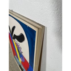 QUADRO DIPINTO TECNICA MISTA Aldo Gentilini COMPOSIZIONE ASTRATTA VINTAGE '70