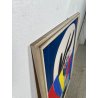 QUADRO DIPINTO TECNICA MISTA Aldo Gentilini COMPOSIZIONE ASTRATTA VINTAGE '70
