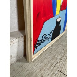QUADRO DIPINTO TECNICA MISTA Aldo Gentilini COMPOSIZIONE ASTRATTA VINTAGE '70