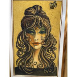 QUADRO MATERICO DESIGN Caizzi DIPINTO ACRILICO TELA Belgirate '85 RITRATTO DONNA