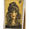 QUADRO MATERICO DESIGN Caizzi DIPINTO ACRILICO TELA Belgirate '85 RITRATTO DONNA