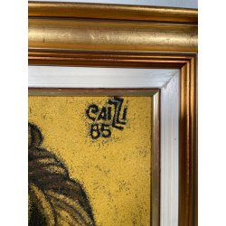 QUADRO MATERICO DESIGN Caizzi DIPINTO ACRILICO TELA Belgirate '85 RITRATTO DONNA