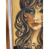 QUADRO MATERICO DESIGN Caizzi DIPINTO ACRILICO TELA Belgirate '85 RITRATTO DONNA