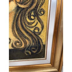 QUADRO MATERICO DESIGN Caizzi DIPINTO ACRILICO TELA Belgirate '85 RITRATTO DONNA