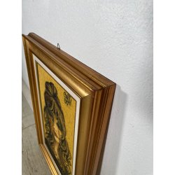 QUADRO MATERICO DESIGN Caizzi DIPINTO ACRILICO TELA Belgirate '85 RITRATTO DONNA