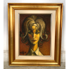 QUADRO MATERICO DESIGN Caizzi DIPINTO ACRILICO TELA Belgirate '83 RITRATTO DONNA