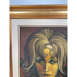 QUADRO MATERICO DESIGN Caizzi DIPINTO ACRILICO TELA Belgirate '83 RITRATTO DONNA