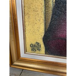 GRANDE QUADRO DESIGN Caizzi DIPINTO ACRILICO TELA Belgirate '85 RITRATTO DONNA