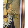 GRANDE QUADRO DESIGN Caizzi DIPINTO ACRILICO TELA Belgirate '85 RITRATTO DONNA