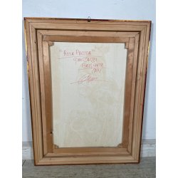 GRANDE QUADRO DESIGN Caizzi DIPINTO ACRILICO TELA Belgirate '85 RITRATTO DONNA