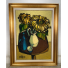GRANDE QUADRO DESIGN Caizzi DIPINTO ACRILICO TELA Belgirate '85 NATURA MORTA