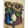 GRANDE QUADRO DESIGN Caizzi DIPINTO ACRILICO TELA Belgirate '85 NATURA MORTA