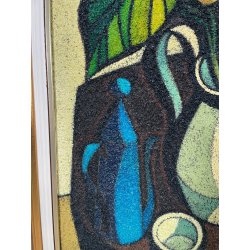 GRANDE QUADRO DESIGN Caizzi DIPINTO ACRILICO TELA Belgirate '85 NATURA MORTA