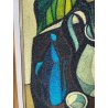 GRANDE QUADRO DESIGN Caizzi DIPINTO ACRILICO TELA Belgirate '85 NATURA MORTA
