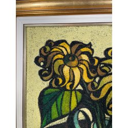 GRANDE QUADRO DESIGN Caizzi DIPINTO ACRILICO TELA Belgirate '85 NATURA MORTA