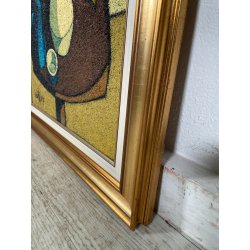 GRANDE QUADRO DESIGN Caizzi DIPINTO ACRILICO TELA Belgirate '85 NATURA MORTA