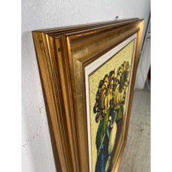GRANDE QUADRO DESIGN Caizzi DIPINTO ACRILICO TELA Belgirate '85 NATURA MORTA