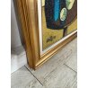 GRANDE QUADRO DESIGN Caizzi DIPINTO ACRILICO TELA Belgirate '85 NATURA MORTA