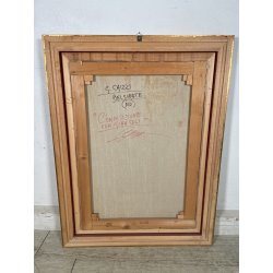 GRANDE QUADRO DESIGN Caizzi DIPINTO ACRILICO TELA Belgirate '85 NATURA MORTA