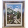 GRANDE QUADRO DIPINTO OLIO TELA D. Marianelli PAESAGGIO Entrèves COURMAYEUR '900