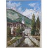 GRANDE QUADRO DIPINTO OLIO TELA D. Marianelli PAESAGGIO Entrèves COURMAYEUR '900