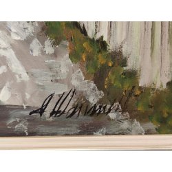 GRANDE QUADRO DIPINTO OLIO TELA D. Marianelli PAESAGGIO Entrèves COURMAYEUR '900